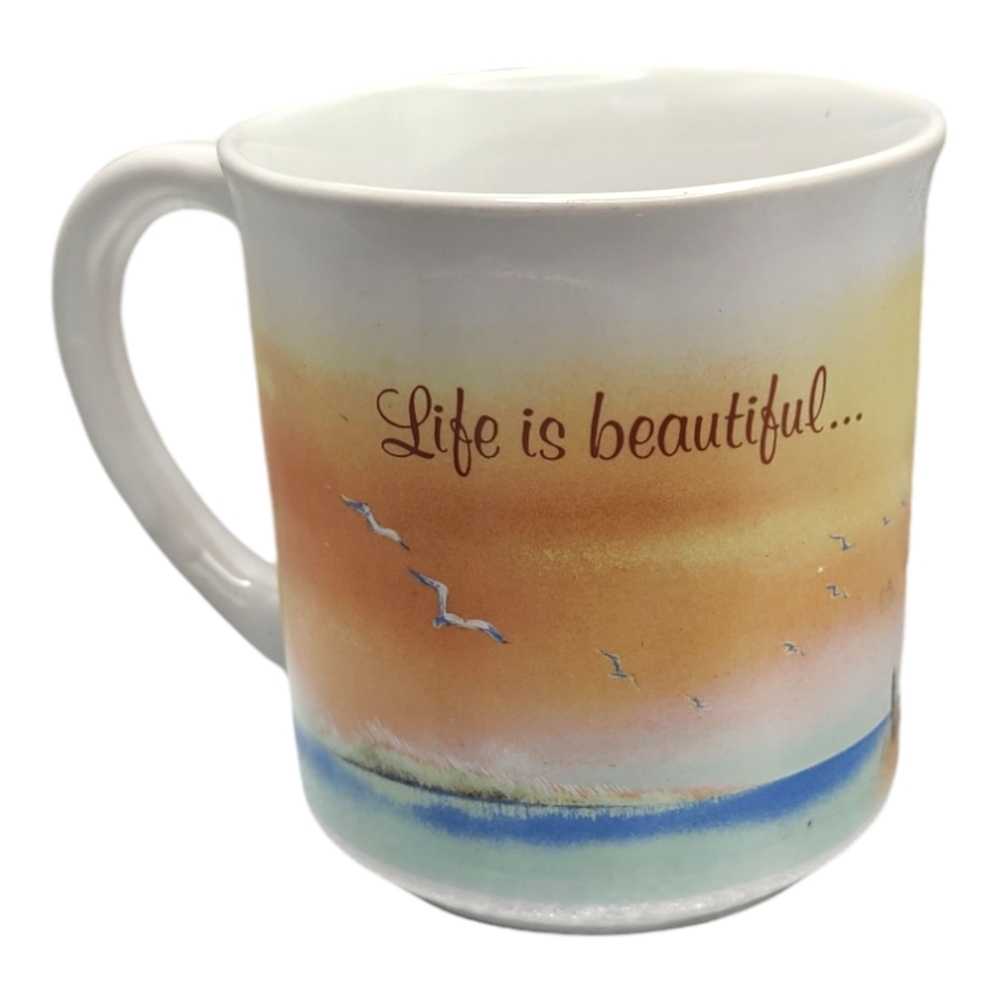 Thoughts Mug Life Is Beautiful Seagulls Beach Coffee Cup